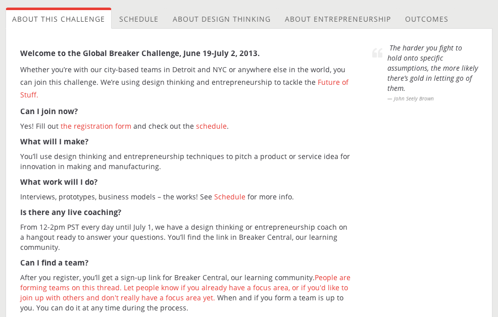 Version 2.0 of the front page, foregrounding the course logistics.
