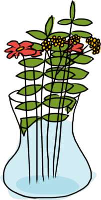 vase of flowers with all flowers scrunched together