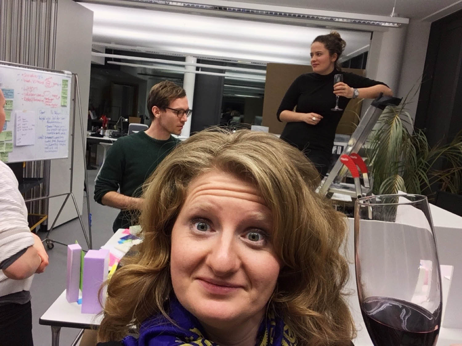 Drinking wine in the workshop at the HPI